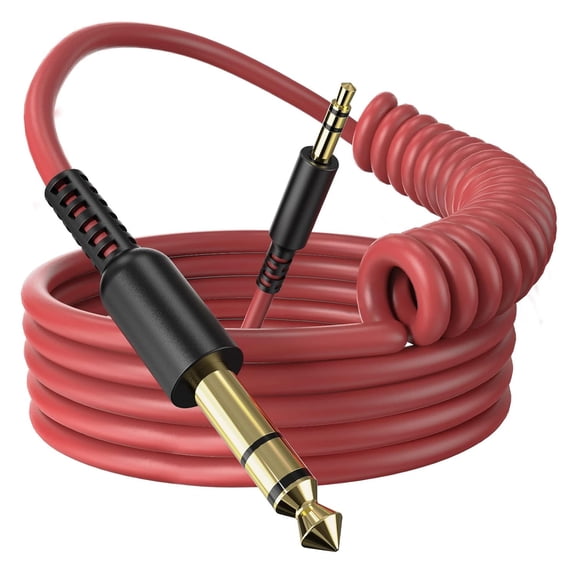 GHDYYPPDEHG-6.35mm to 3.5mm 6.6-9.8FT Stereo Adapter Cable Compatible with AMPs, Electronic Keyboards, Mixers, Guitars and Pro10/Pro30/Pro50 Headphones of -Red