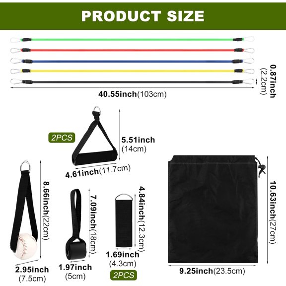 GHDYYPPDEHG-Baseball Resistance Band Set, 10 to 30 lb Progressive Tension Training Kit, Baseball Pitching & Throwing Trainer with Arm Strength Training Bands for Shoulder, Arm, Hip & Core Training