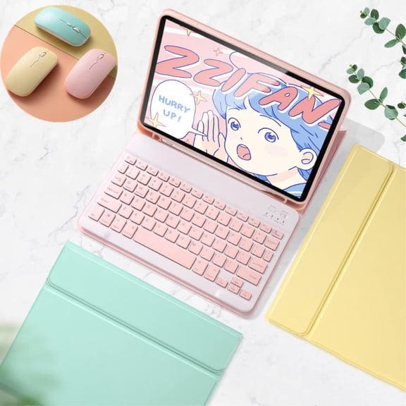 GHDYYPPDEHG-Color Keyboard for iPad 6th 5th Generation Air 2 iPad Pro 9.7 Keyboard Case with Mouse Cute Detachable Removable Wireless Bluetooth Keyboard Cover (DarkGreen)