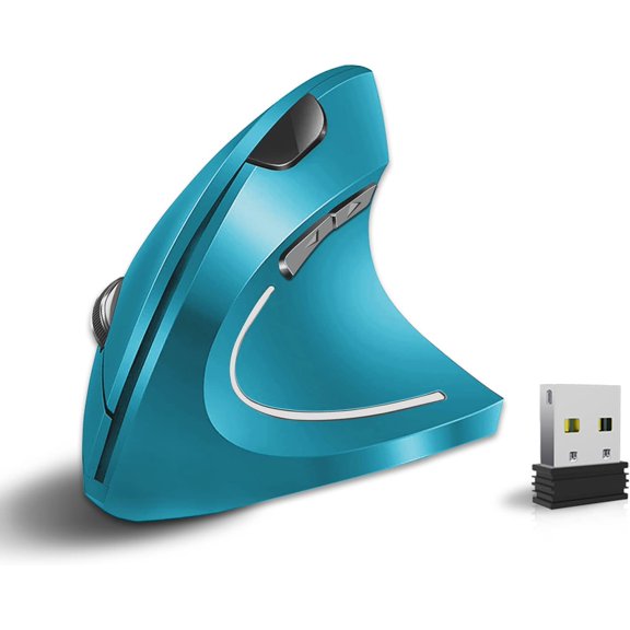 GHDYYPPDEHG-Ergonomic Wireless Mouse, Rechargeable Mouse 2.4Hz Vertical Wireless Optical Mice with USB Receiver, 6 Buttons for PC,Laptop,etc Blue