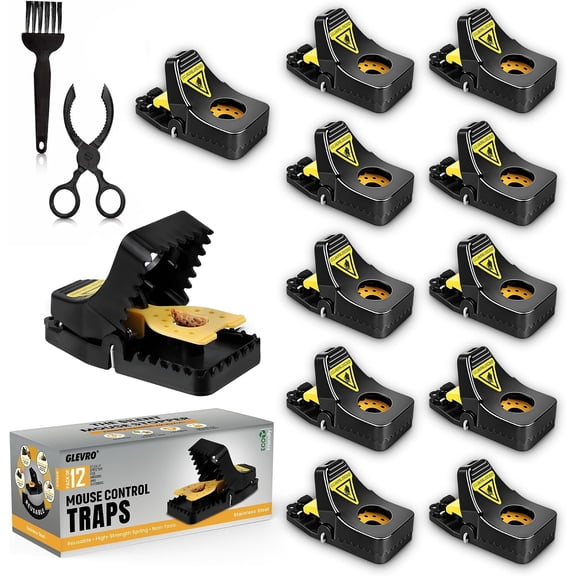 GHDYYPPDEHG-Glevro 12 Pack Mouse Traps Indoor for Home,Mice Traps for House,Reusable Mouse Trap that Work,Small Mice Catchers for Home Indoor, Quick Set Mousetraps Effective