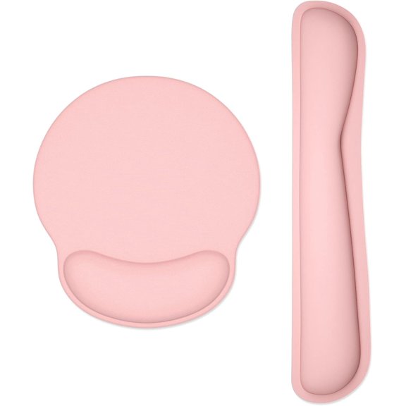 GHDYYPPDEHG-Keyboard Wrist Rest and Mouse Pad with Wrist Support, Memory Foam Cushion for Keyboard and Mouse Set, Ergonomic Desktop Pad Rests with Non Slip Base for Easy Typing & Pain Relief, Rose Pi
