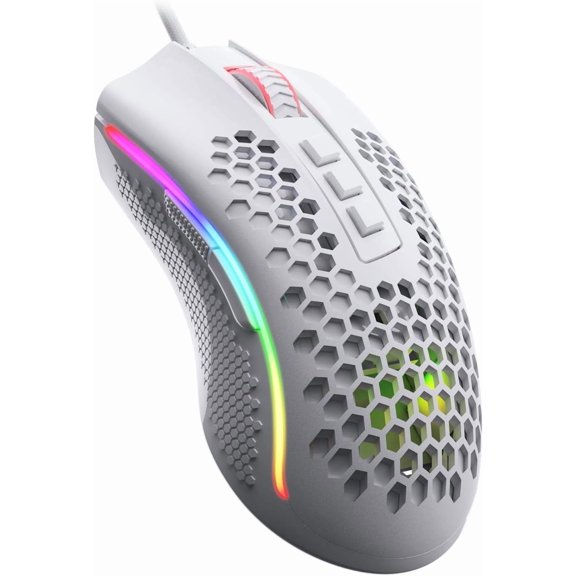 GHDYYPPDEHG-M808 Storm Lightweight RGB Gaming Mouse, 85g Ultralight Shell - 12,400 DPI Optical Sensor - 7 Programmable Buttons - Precise Registration - Super-Lite Cable - White