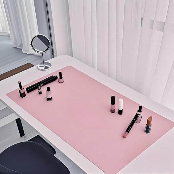 GHDYYPPDEHG-Makeup Mat for Vanity, Large Waterproof Non-Slip Vanity mat, Silicone Cosmetic Organizer Pad, Heat Resistant Dresser Top Cover for Makeup, Bathroom Counter & Beauty Station(31.5"*15.7", P