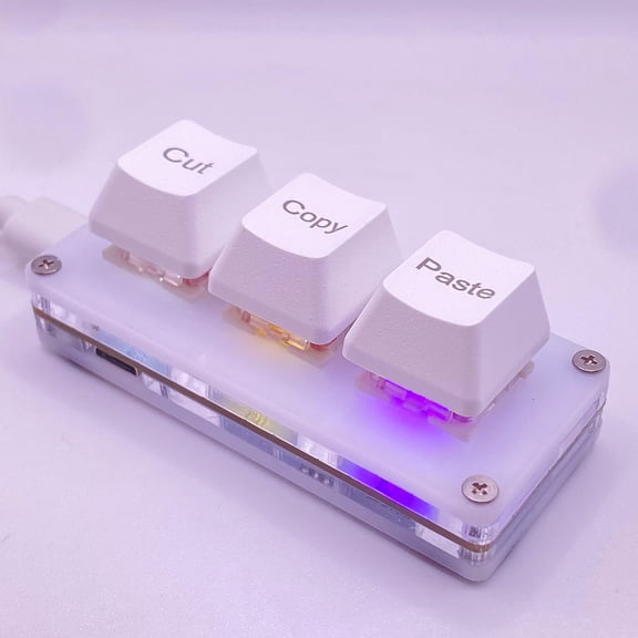 GHDYYPPDEHG-Mini 3-Key Cut Copy Paste Ctrl X C V with SayoDevice Keyboard RGB Macro Pad Gaming Mechanical OSU Keypad Programmable for Working and Gaming. (White)
