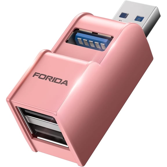 GHDYYPPDEHG-Mini USB Hub Pink, 3-Port USB Splitter 1 in 3 Out, Laptop USB Port Expander | Portable USB Port Splitter for Laptops, Keyborad, U Disk, Mouse,Pc(Pink)