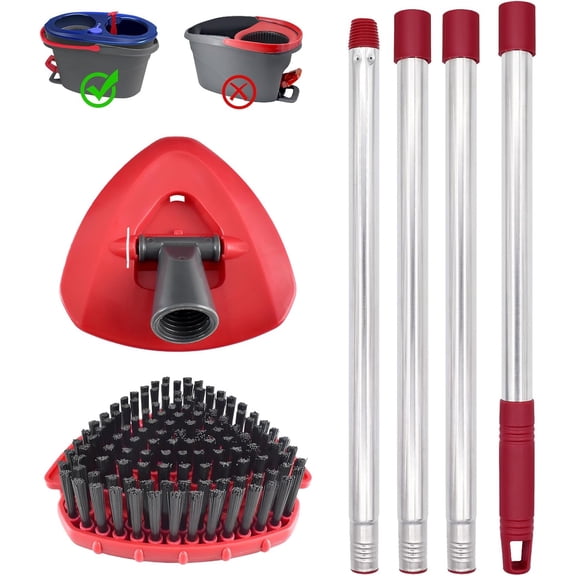 GHDYYPPDEHG-Mop Handle for Oceda,Stainless Steel Spin Mop Handle Replacement for Oceda Rinseclean 2 Tank,4 Section 30" to 58" Adjustable Mop Stick,Include Upgrade Mop Scrubber Head and Base for Deep