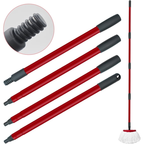 GHDYYPPDEHG-Mop Handle Replacement for Ocedar 4 Section Spin Mop Handle Compatible with Ocedar Spin Mop Refills and Brooms, 30" to 58" Mop Stick for Cedar Floor Cleaning, American Threaded Joint