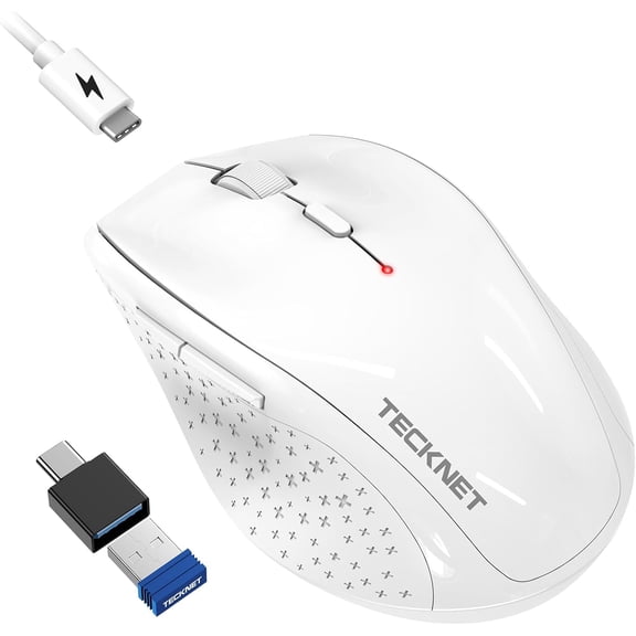 GHDYYPPDEHG-Rechargeable Mouse with Jiggler, Plug & Play, 2.4G Connection with USB-C Adapter, Silent Mouse Quiet Click, 6400 DPI Ergonomic Mouse, Cordless Computer Mice for Laptop, Desktop, PC