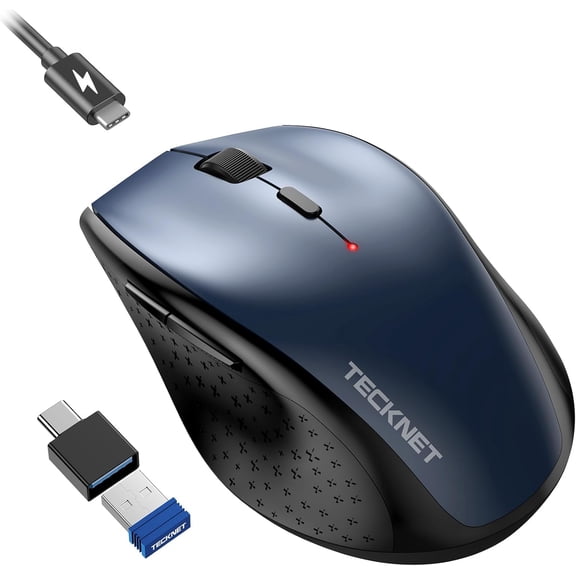 GHDYYPPDEHG-Rechargeable Mouse with Jiggler, Plug & Play, 2.4G Connection with USB-C Adapter, Silent Mouse Quiet Click, 6400 DPI Ergonomic Mouse, Cordless Computer Mice for Laptop, Desktop, PC