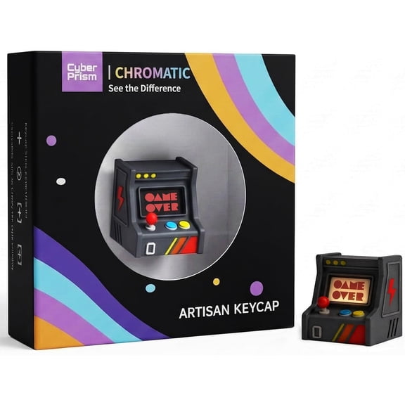 GHDYYPPDEHG-Resin Artisan ESC Keycap, RGB Shine-Through Pixel Arcade | Cherry MX Compatible, 1U ESC Size, Translucent Pixel Arcade Design, For RGB Mechanical Keyboards And Custom Desk Setups