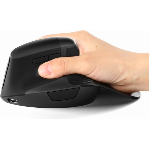 GHDYYPPDEHG-Seenda MOE302 Vertical Ergonomic Mouse with Palm Rest, Rechargeable Wireless Mouse for Wrist Pain Relief, One-Click Desktop Shortcut, Silent Click, 4 DPI, USB & Type-C Receiver, for Lapto