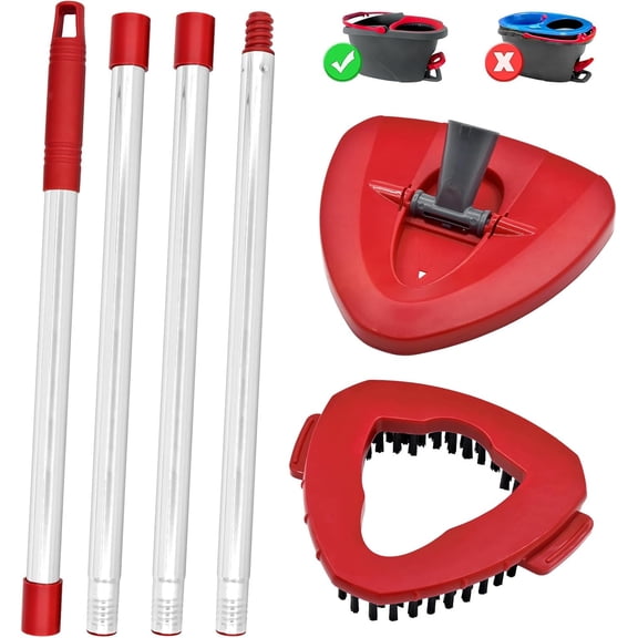 GHDYYPPDEHG-Spin Mop Handle for O-Cedar,Scrub Brush and Mop Base Compatible with Ocedar EasyWring 1 Tank System,4 Section 30" to 58" Mop Replacement Handle Stick Pole for O Cedar Spin Mop Refills and