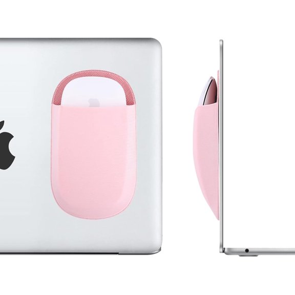 GHDYYPPDEHG-Stick-On Mouse Pouch Fit for Slim Laptop Mouse, Mouse Holder for Wireless Mouse, Reusable Adhesive No Glue Residue Mouse Storage Bag (Pink)