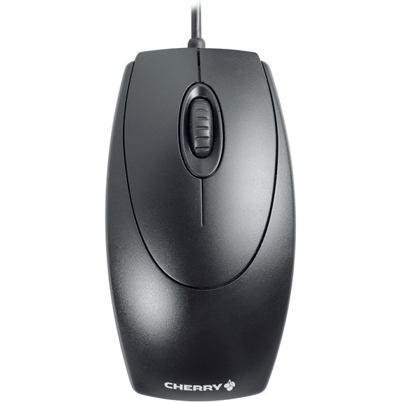 GHDYYPPDEHG-WheelMouse, Wired Mouse, Retro Style, Symmetrical Design for Right- and Left-Handed Users, Optical Sensor, USB-A (PS/2 Adapter Included), Black