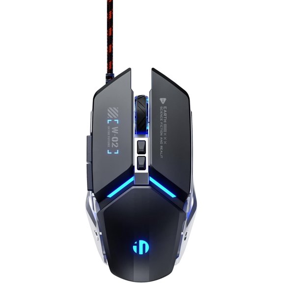 GHDYYPPDEHG-Wired Gaming Mouse, 8800 DPI, 6 Programmable Buttons, Silent Clicks, 4-Color RGB Breathing Light, Ergonomic Design, Plug and Play for PC/Laptop (W2 Black)