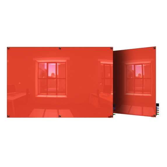 GHENT HMYSM46PH 48"x72" Magnetic Glass Dry Erase Board, Peach