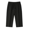 thumbnail image 1 of GHENge Womens Loose Fit Capri Pants Summer Cool Breathable Elastic Pants Waist Drawstring Zipper 3 Pockets Casual Daily Wear Cropped Trousers,XXXXL, 1 of 7