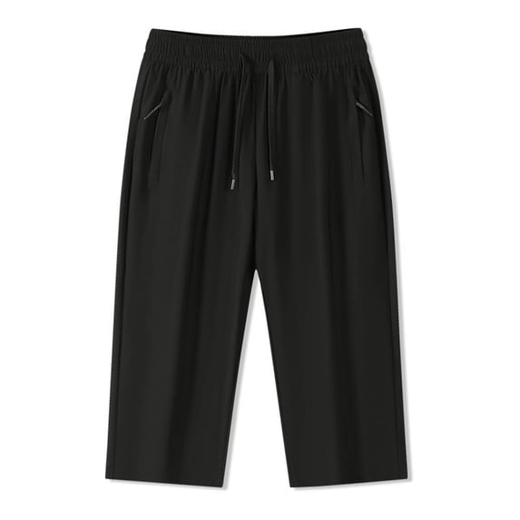 GHENge Womens Loose Fit Capri Pants Summer Cool Breathable Elastic Pants Waist Drawstring Zipper 3 Pockets Casual Daily Wear Cropped Trousers,XXXXL