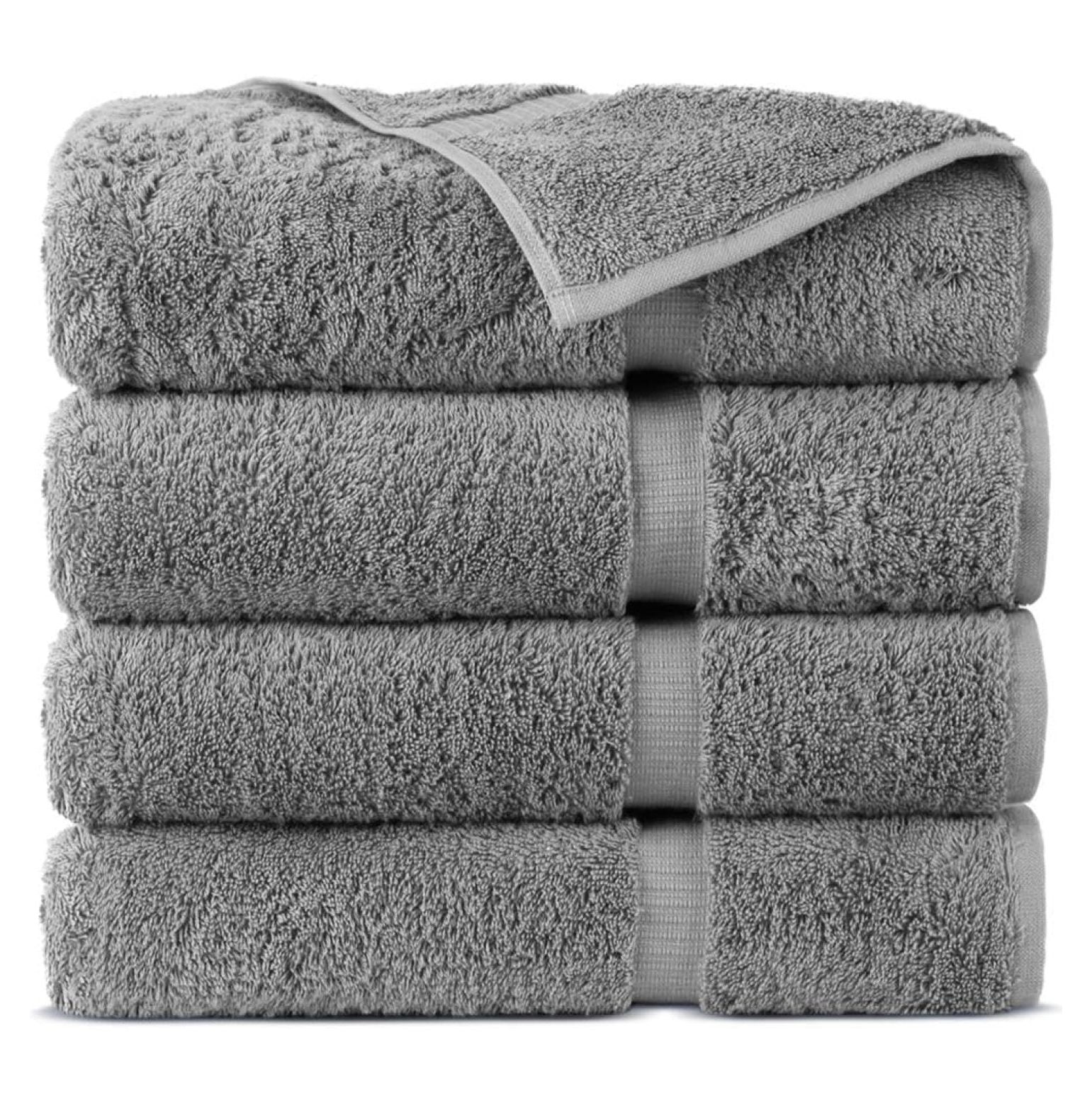 Gray Turkish Cotton Bath Towels Set of 4