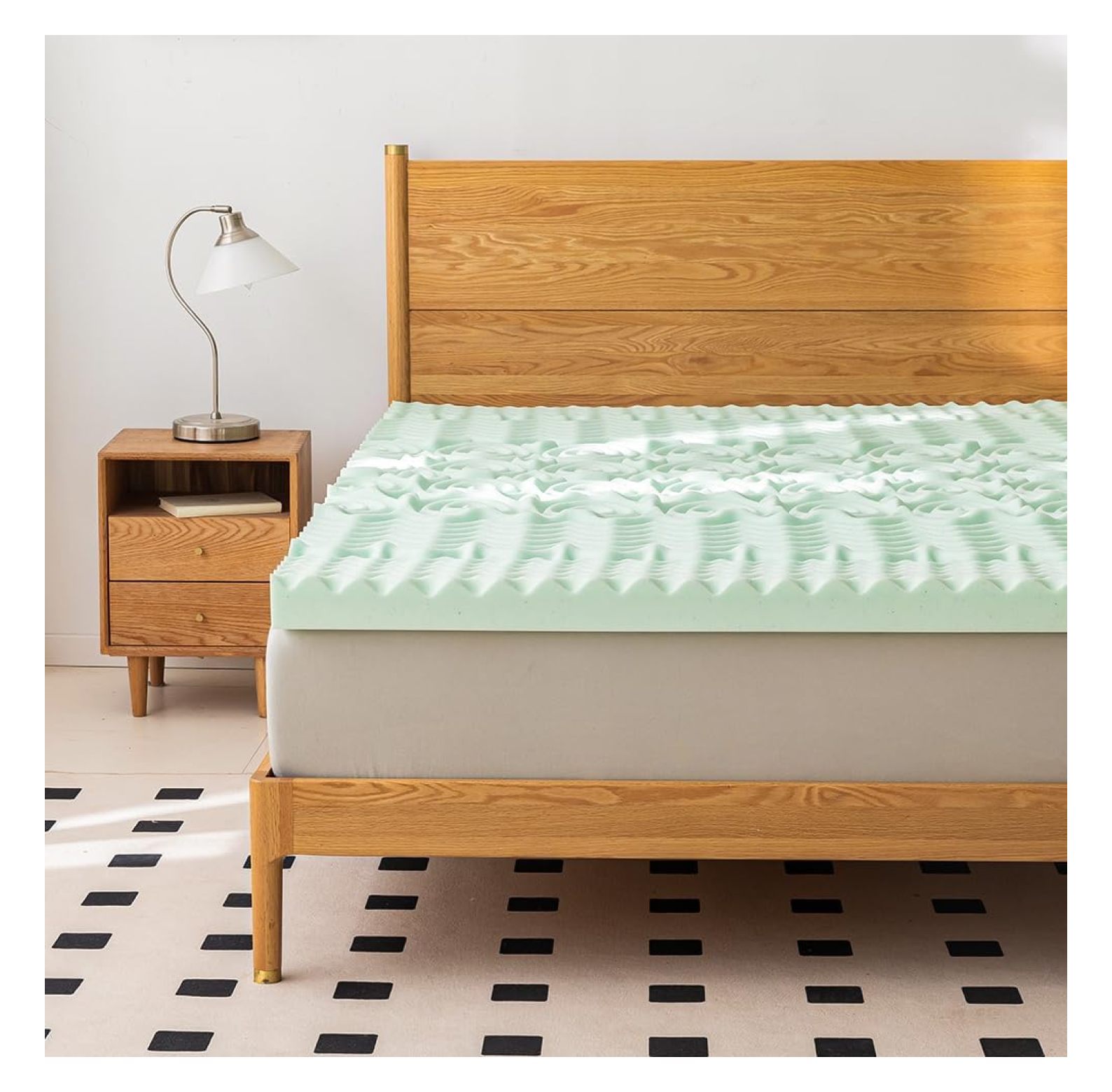 GHF 3 Inch Memory Foam Mattress Topper,5Zone Green Tea Mattress Pad