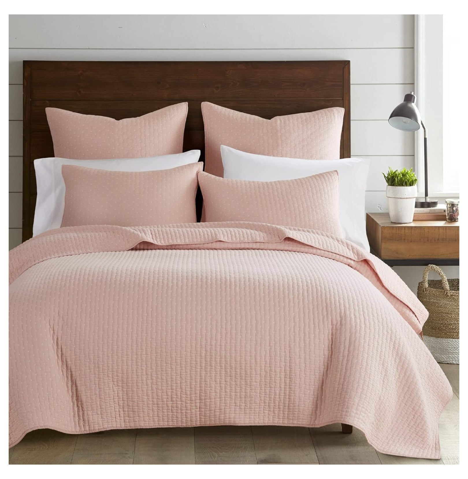 Blush Cotton Full Reversible Quilt Set
