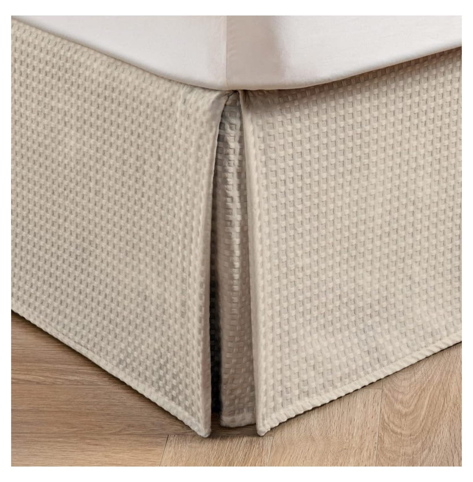 GHF Pleated Waffle Weave Bed Skirt, Tailored Dust Ruffle 14 Inch Drop