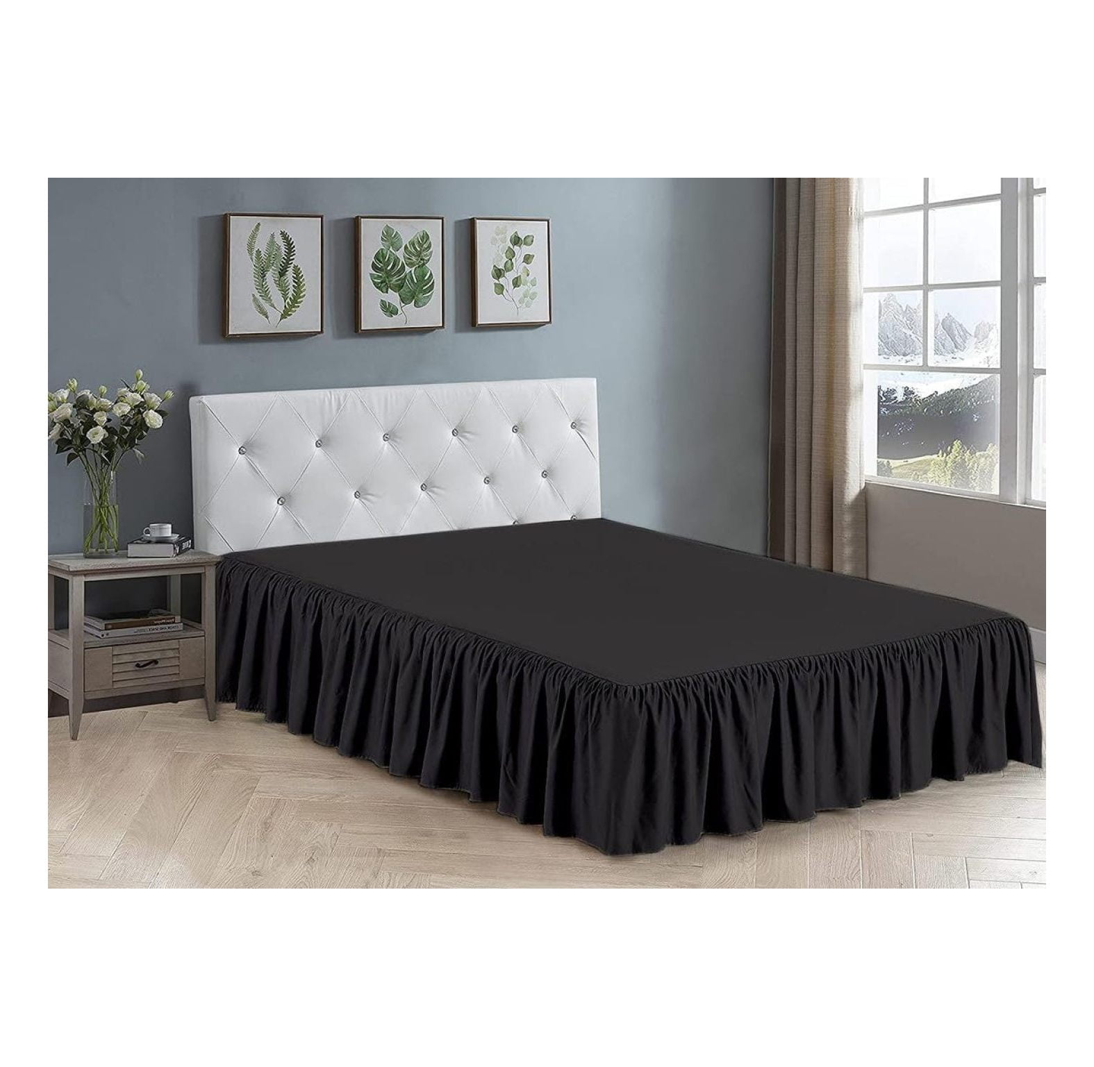GHF Ruffled Bed Skirt Full Size Dust Ruffle with Split Corners Full