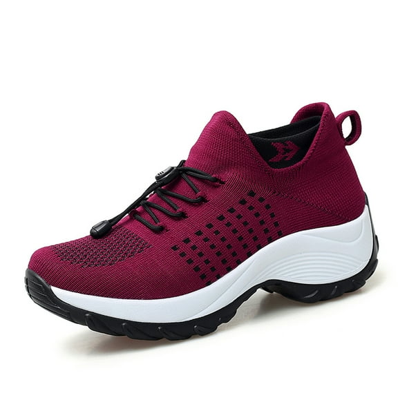 GHFKKB Women's Walking Shoes Sneakers Non-Slip Breathable Mesh Platform Loafers Slip-On Shoes