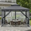 thumbnail image 1 of GHG-1111DPNT-Khaki ABCCANOPY Patio Outdoor Gazebo for Double Roof Soft Canopy Dark Gray 10ftx12ft, 1 of 5