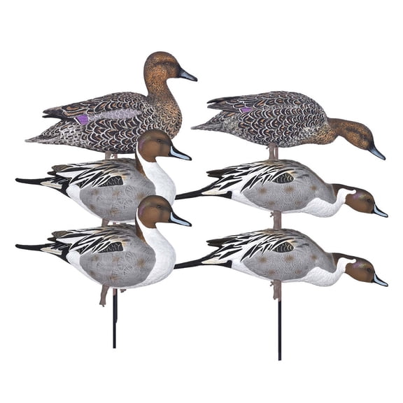 GHG Decoy Systems Pro-Grade Full-Body Pintail Duck Decoy Harvesters, 6 Pack