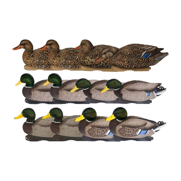 GHG Decoy Systems Pro-Grade XD Series Mallards Harvester 12 Pack with Flocked Drake Heads