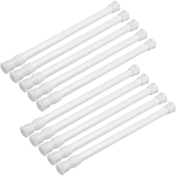 GHGSDH-10 Pack Spring Tension Curtain Rods Adjustable 10 to 16 Inches - White Expandable Shower Window Closet Cupboard Bars, No Drilling Required