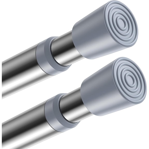 GHGSDH-2 Pack Tension Rods for Windows 26.5 to 36 inch, Adjustable Pressure Spring Curtain Rods No Drilling, Curtain Rods for Doorway Closet Door, Silver