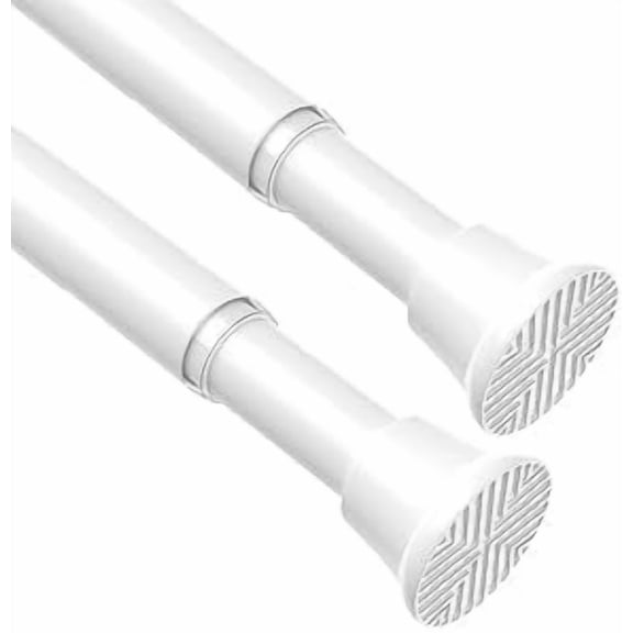 GHGSDH-2 Pack White Spring Tension Curtain Rods 30 to 63 Inch Adjustable Expandable Spring Loaded Curtain Rods No Drilling Suitable for Small Short Tension Rods 33-59 Inch Doors, Windows, Closet