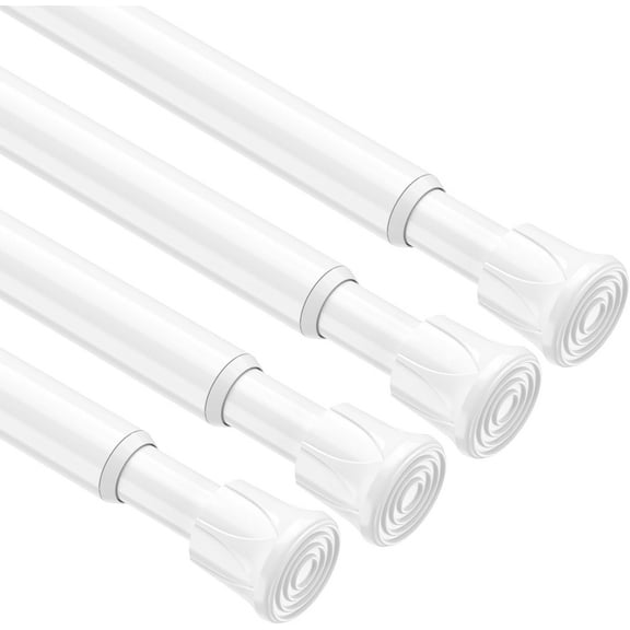GHGSDH-4 Pack Spring Tension Rods 11-19 Inches,5/8" Diameter White Spring Load Adjustable Expandable,Small Short Tension Curtain Rod for Windows,Kitchen,Doorway,Bathroom,Cupboard Bars