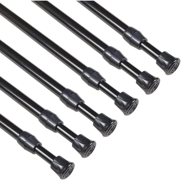 GHGSDH-6 Pack Small Spring Tension Curtain Rod 12-20 Inch, Thin Tension Rod No Drill for Window Cupboard Closet, Black
