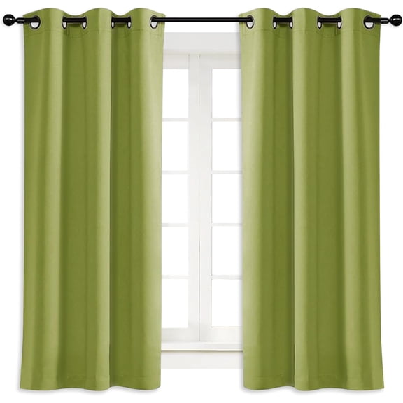 GHGSDH-Blackout Curtain Blind for Bedroom, Single Panel, W34 x L63 inches, Fresh Green, Thermal Insulated Grommet Blackout Room Darkening Drape/Drapery