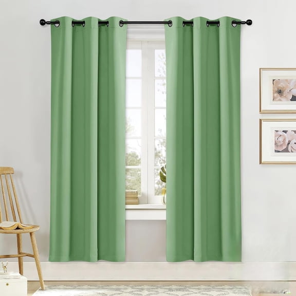 GHGSDH-Curtain Blind for Bedroom, Single Panel, Forest Green, W42 x L72 inches, Thermal Insulated Grommet Blackout Room Darkening Drape/Drapery