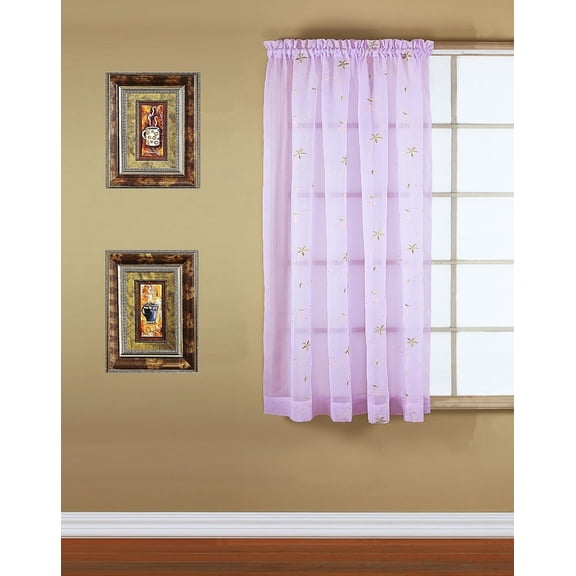 GHGSDH-, Emelia Embroidery Sheer Panel 63", Lilac, 59" W x 63" L