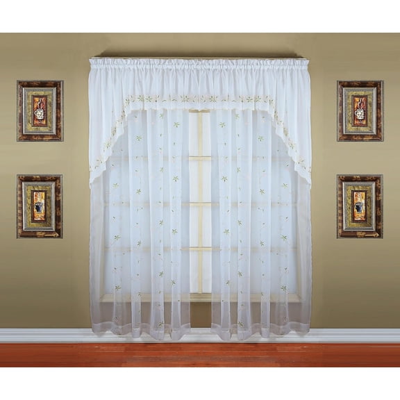 GHGSDH-, Emelia Embroidery Sheer Panel 84", White, 59" W x 84" L