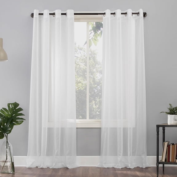GHGSDH-Emily Sheer Voile Grommet Curtain Panel, 59" x 108", White