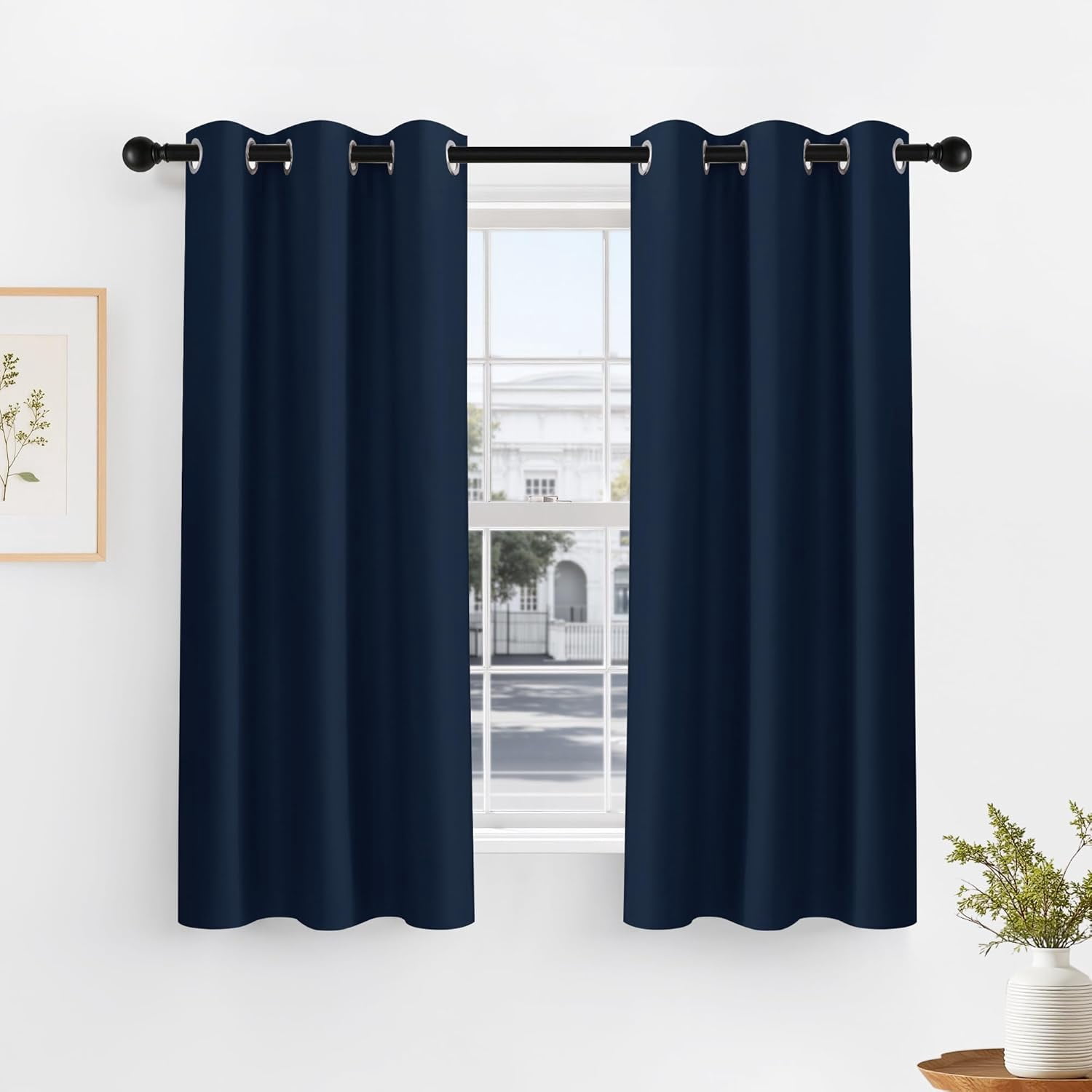 GHGSDH-Navy Blue Bedroom Curtains for Windows - Blackout Drapes 60-inch ...