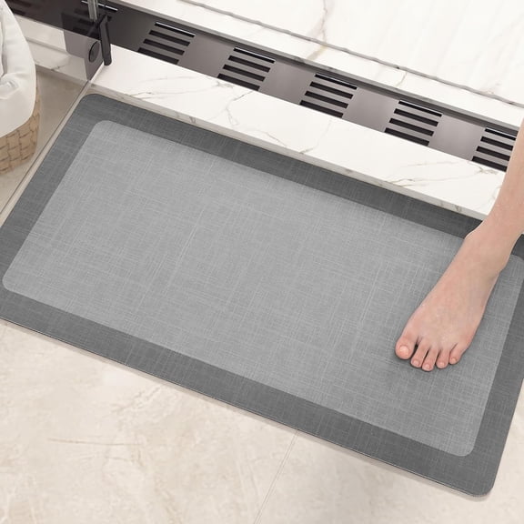 GHGSDH-Quick Dry Bath Mat Bathroom Rugs Non Slip Washable Super Absorbent Bath Mat Low Profile Bath Rug Thin Bathroom Rugs Fit Under Door for Bathtub Sink Shower Toilet, 17"x32", Dark Grey