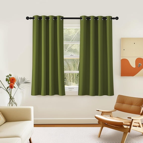 GHGSDH-Room Darkening Short Curtain 54 inches Long for Living Room, Grommet Sound Reducing Thermal Insulated Curtains for Bedroom Nursery Window, 46W x 54L, 1 Piece,