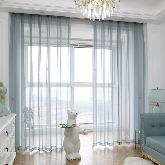 GHGSDH-Window Sheer Light Gray Curtains 72 Inches Long 2 Panels Sheer Curtains Sheer Curtain Clear Transparent Basic Rod Pocket Panel 15 Colors 10 Size for Bedroom Living Room Yard Kitchen