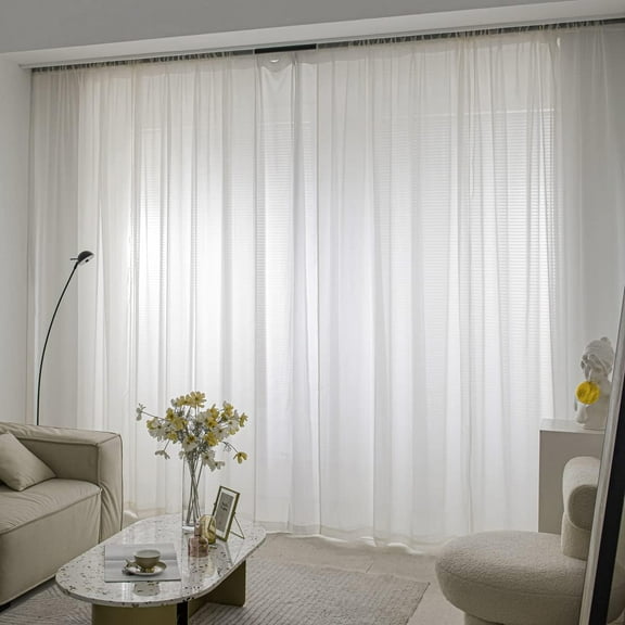 GHGSDH-Windows Semi Ivory Sheer Curtains 72 Inches Length 52 Inches Width 2 Panels Set Translucent Sheer Curtain Basic Rod Pocket for Bedroom Children Living Room Yard Kitchen