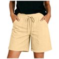 thumbnail image 1 of GHIIYER Bermuda Shorts for Women with Pockets High Waist Cotton Linen Trousers Summer Beach Shorts Size M, 1 of 6