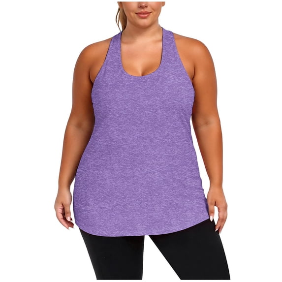 GHIIYER Plus Size Workout Tops for Women Sleevless Racerback Vest Top Athletic Yoga Running Shirts Size 5XL