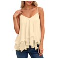 thumbnail image 1 of GHIIYER Spaghetti Strap Tank Top for Women Ssleeveless Camisole Ruffle Layered Mesh Dressy Top Size 2XL, 1 of 6